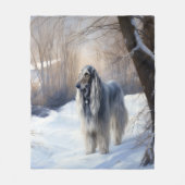 Afghan Hound Laat Het Sneeuw Kerstmis Fleece Deken (Voorkant)