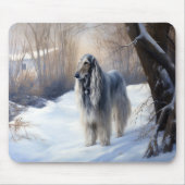 Afghan Hound Laat Het Sneeuw Kerstmis Muismat (Voorkant)