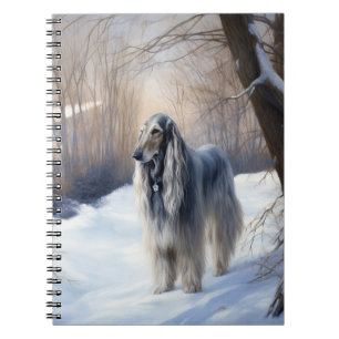 Afghan Hound Laat Het Sneeuw Kerstmis Notitieboek