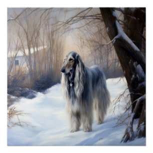 Afghan Hound Laat Het Sneeuw Kerstmis Perfect Poster