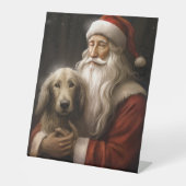 Afghan Hound met Sinterklaas Feestelijke Kerstmis Reclamebord Met Voetstuk (Voorkant)