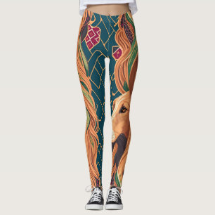 Afghan Hound Mozaïek Kleurrijk Gepersonaliseerd Pa Leggings