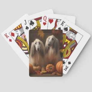 Afghan hound Puppy Autumn Delight Pumpkin Pokerkaarten