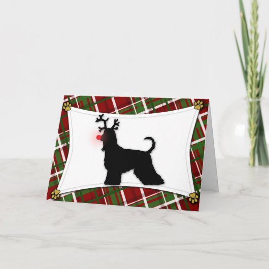 Afghan Hound Reindeer Christmas-Kaart Feestdagen Kaart (Voorkant)
