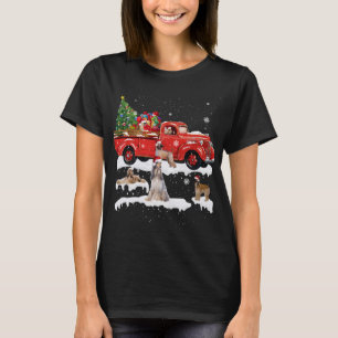 Afghan Hound Riding Rode Vrachtwagen Merry Christm T-shirt