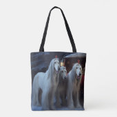 Afghan Hound Snowy Sleigh Ride Kerstmisdecor Draagtas (Achterkant)