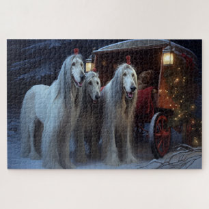 Afghan Hound Snowy Sleigh Ride Kerstmisdecor Legpuzzel