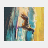 Afghan Hound Strand Surfen Schilderij Fleece Deken (Voorkant (Horizontaal))