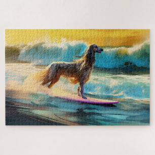 Afghan Hound Strand Surfen Schilderij Legpuzzel