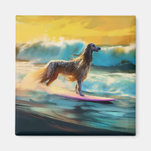 Afghan Hound Strand Surfen Schilderij Magneet
