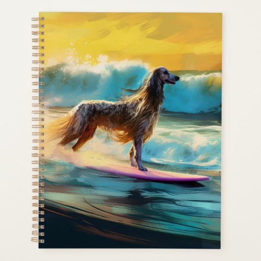 Afghan Hound Strand Surfen Schilderij Planner (Voorkant)