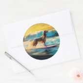 Afghan Hound Strand Surfen Schilderij Ronde Sticker (Envelop)