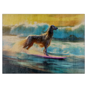 Afghan Hound Strand Surfen Schilderij Snijplank