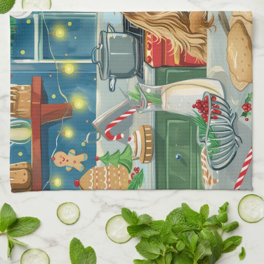 Afghan Hound Vakantie Bakken: Feestelijke Kerstmis Theedoek (Gevouwen)