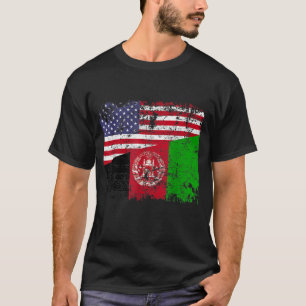 AFGHAN ROOTS Half Amerikaanse vlag VS AFGHANISTAN T-shirt