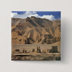 Afghanistan, Bamian-vallei. Oude aarden Vierkante Button 5,1 Cm