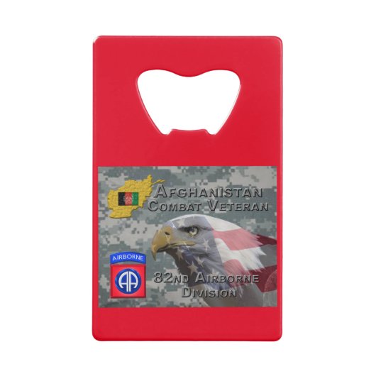 "Afghanistan Combat Veteran" - 82nd Airborne Divis Kredietkaart Flessenopener (Voorkant)