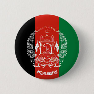 Afghanistan Flag Inscription Black Red Green Ronde Button 5,7 Cm