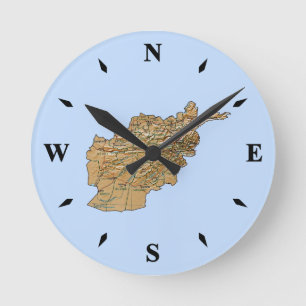 Afghanistan Map Clock Ronde Klok
