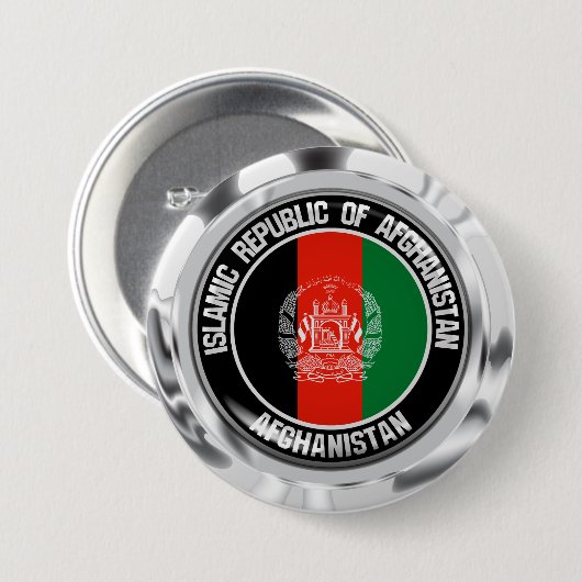 Afghanistan Round Emblem Ronde Button 7,6 Cm (Voorkant /achterkant)