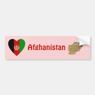 Afghanistan Vlag Hart + Landkaart Bumpersticker