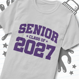 Afgroeijaar School Paars Eindexamenklas van 2027 T-shirt