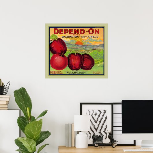 Afhankelijk van het Poster Washington Apples (Thuiskantoor)