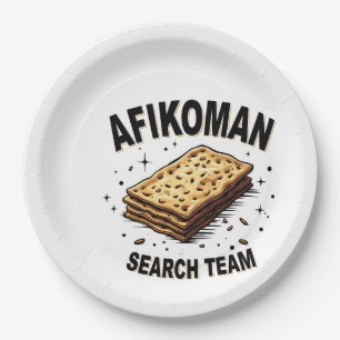 Afikoman-zoekteam Hanukkah Jewish Food Lovers Papieren Bordje
