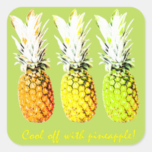 Afkoelen met ananas vierkante sticker