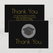 Afkorting op zwart dank bedankkaart (Voorkant / Achterkant)