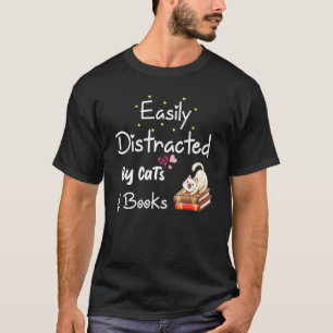 Afleidbare Kat En Boek T-shirt