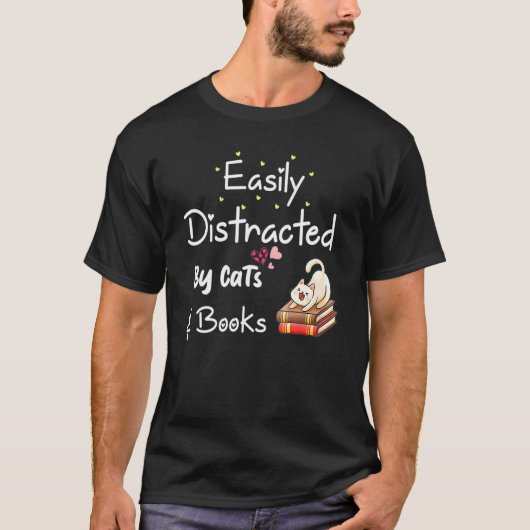 Afleidbare Kat En Boek T-shirt (Voorkant)