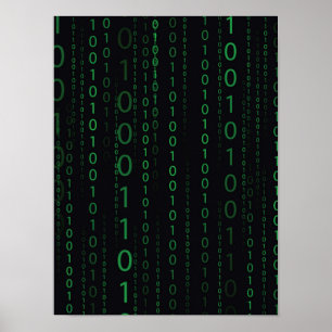 Aflopend binaire code poster
