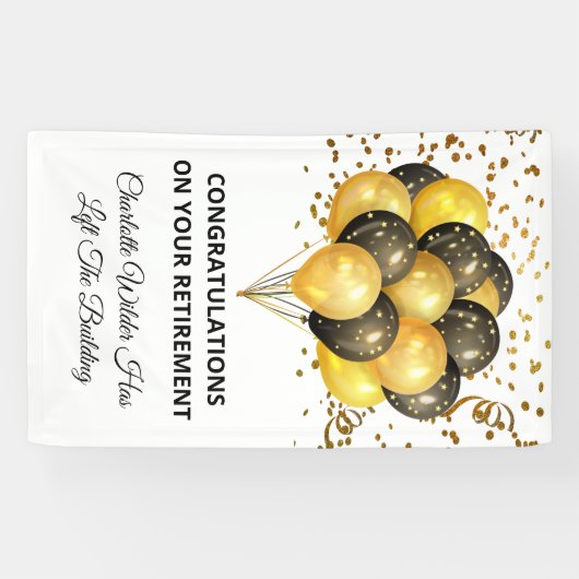 Aflossing van zwarte en goudConfetti Spandoek (Horizontaal)