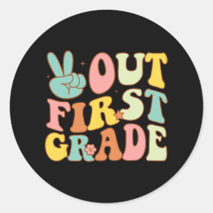 Afmelden Eerste Grade Groovy Laatste Dagen School Ronde Sticker