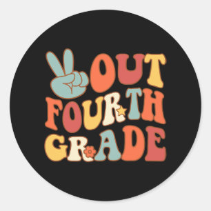 Afmelden Vierde Grade Groovy Laatste Dag School 4e Ronde Sticker
