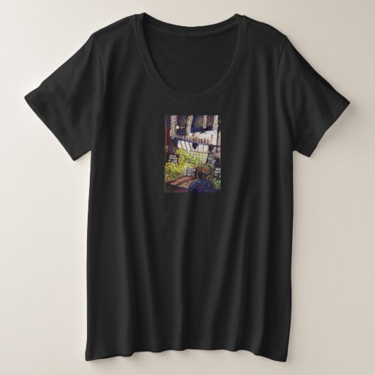 Afmetingen van Curiosity Grote Maat T-shirt (Design voorkant)