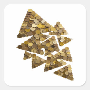 Afpelbare Goud TREE Decal Ontwerp Vierkante Sticker