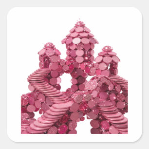 Afpelbare Roze Abstracte Sticker Afdruk