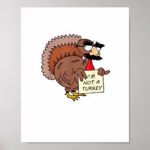 Afraid Turkey Disguise Joke Humor Funny Thanksgivi Poster