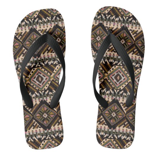 Afrcian Mud Cloth Pattern Teenslippers (Voetbed)