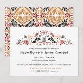 Afriana | Modern Ankara Kente Lizard Wedding Kaart (Voorkant / Achterkant)