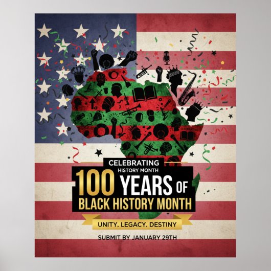 Africa Continent US Flag Black History Poster (Voorkant)