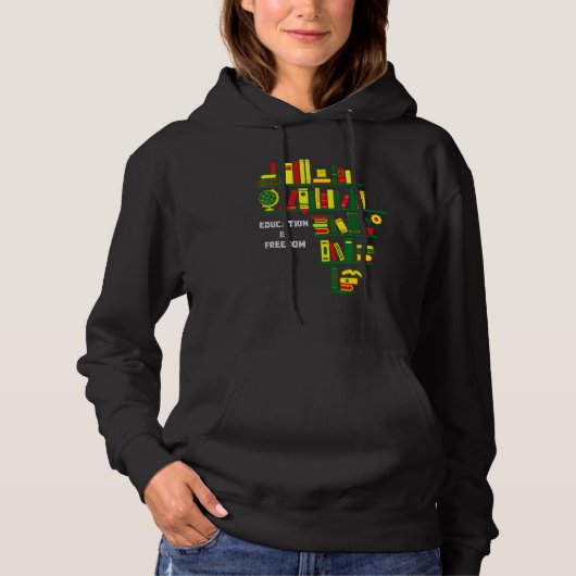 Africa Education Is Freedom Library Book Lover Bla Hoodie (Voorkant)