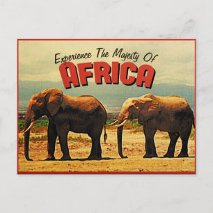 Africa Elephants Vintage Travel Briefkaart