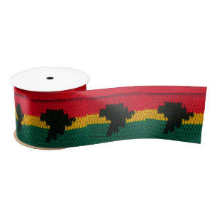 Africa Map Black Red Gold Green Crochet Afdrukken  Lint