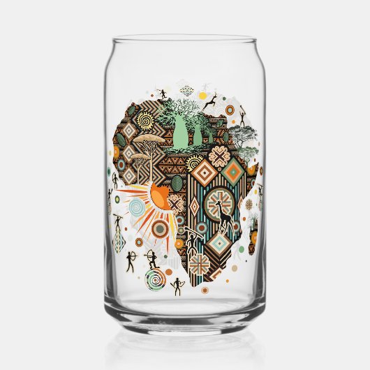 Africa Map Decorative Tribal Elements Pattern (Recto)