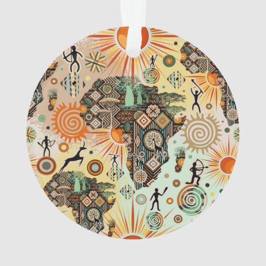 Africa Map Decorative Tribal Elements Pattern (dos)