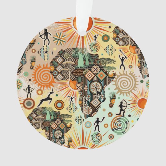 Africa Map Decorative Tribal Elements Pattern (devant)