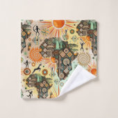Africa Map Decorative Tribal Elements Pattern (Gant de toilette)